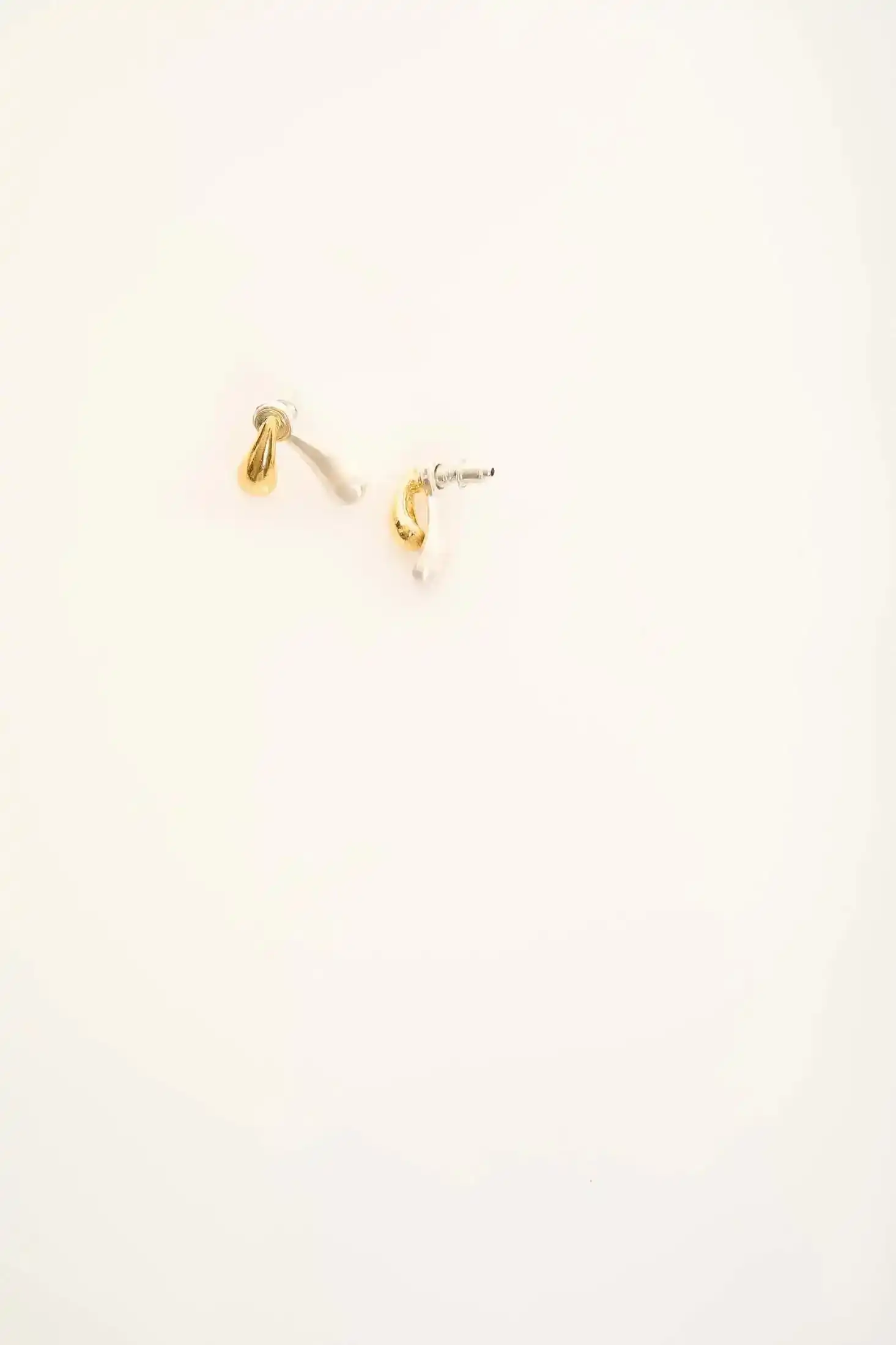 Dual Tone Teardrop Stud Earrings - Image 3