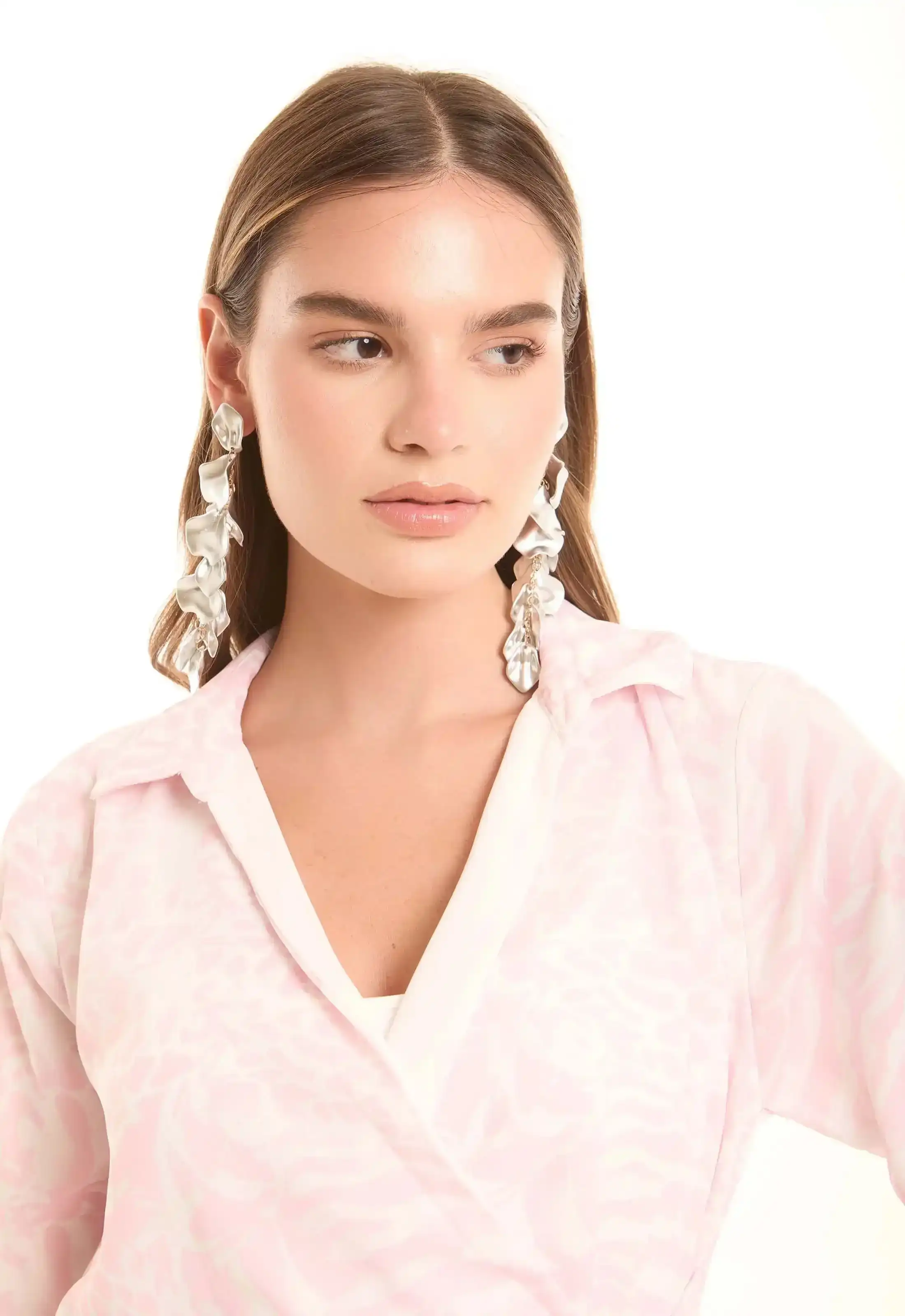 Flowing Petal Drop Earrings - Image 3