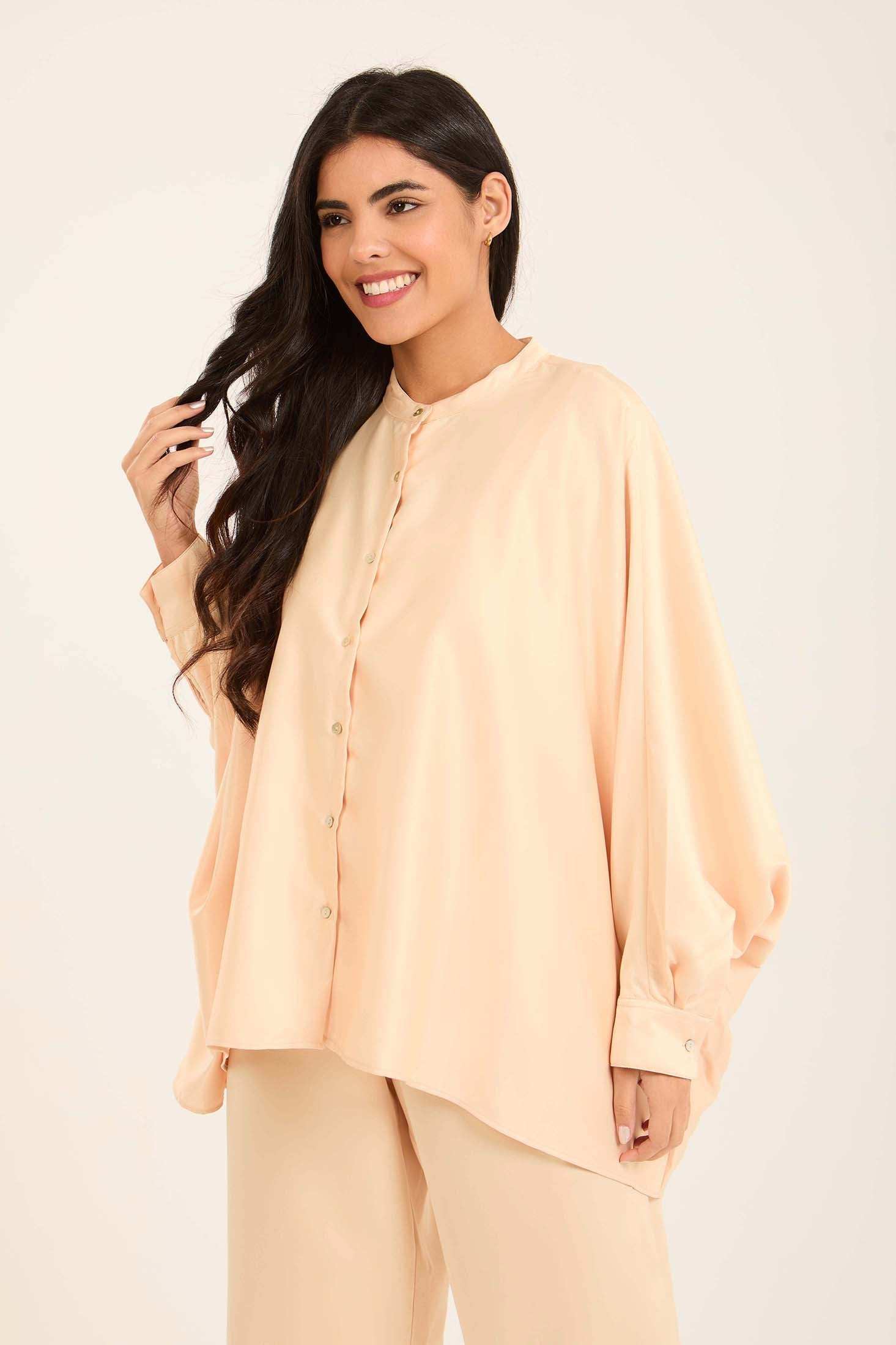 Women Regular Fit Blouse + Pant Set - Beige - Image 5